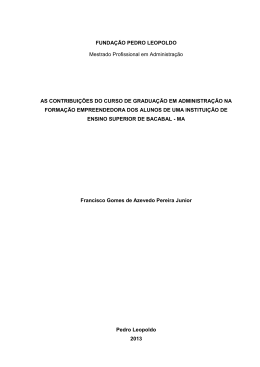 FUNDA&Ccedil;&Atilde;O PEDRO LEOPOLDO Mestrado Profissional em