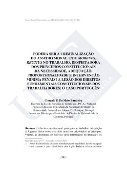 Poderá ser a Criminalização do assédio moral e/ou MOBBING