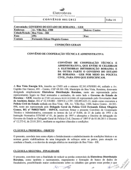 Conv&ecirc;nio de coopera&ccedil;&atilde;o t&eacute;cnica e administrativa entre a Eletrobras