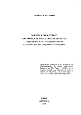uma po&eacute;tica teatral com adolescentes. Cria&ccedil;&atilde;o Data