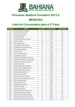 Processo Seletivo Formativo 2013.2 MEDICINA Lista de