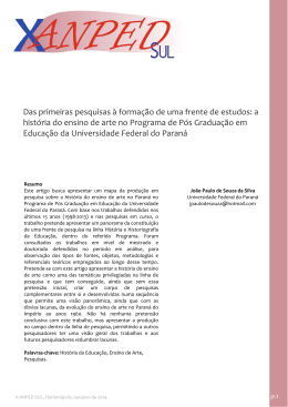 Das primeiras pesquisas &agrave; forma&ccedil;&atilde;o de uma frente de