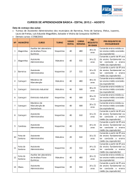 EDITAL 2015.2 &ndash; AGOSTO &bull; Turmas de Assistente Administrativo