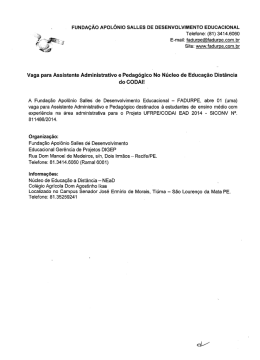 Vaga para Assistente Administrativo e Pedagógico No