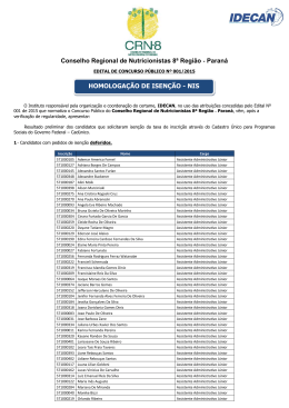 HOMOLOGA&Ccedil;&Atilde;O DE ISEN&Ccedil;&Atilde;O - NIS Conselho Regional - CRN-8