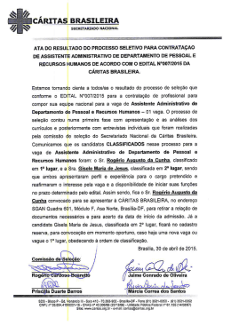 Ata Edital 007 15 - Cáritas Brasileira
