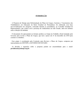 INTRODU&Ccedil;&Atilde;O A Proposta do Sintepe para Reformula&ccedil;&atilde;o do Plano