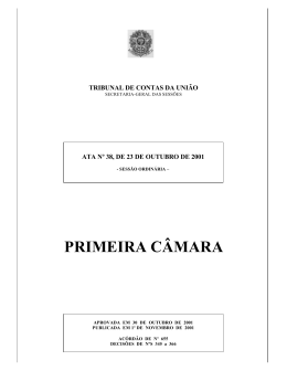 PRIMEIRA C&Acirc;MARA - Tribunal de Contas da Uni&atilde;o
