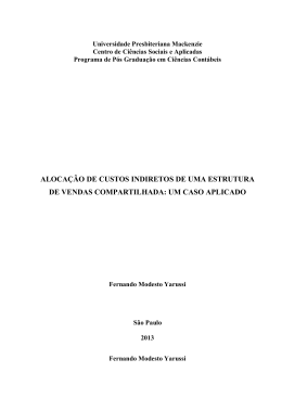 alocação de custos indiretos de uma estrutura de vendas