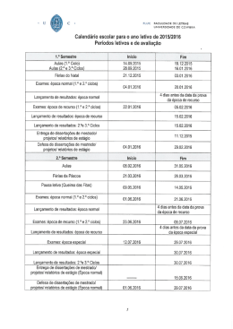 Calendário escolar para o ano letivo de 201512016 Períodos letivos