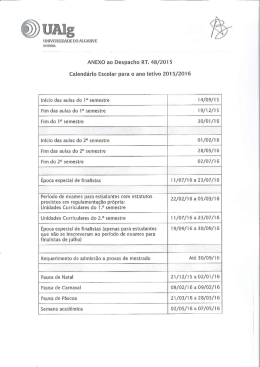 ANEXO ao Despacho RT. 48/2015 Calend&aacute;rio Escolar para o ano