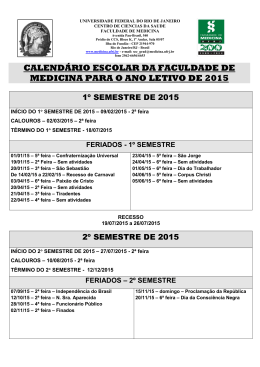 Calendário Acadêmico - Faculdade de Medicina