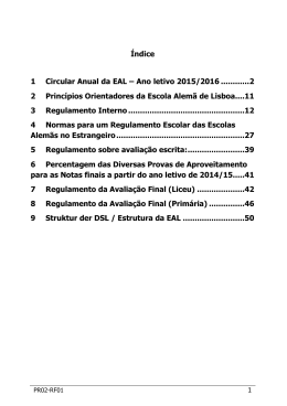 1 &Iacute;ndice 1 Circular Anual da EAL &ndash; Ano letivo 2015/2016 ............ 2 2