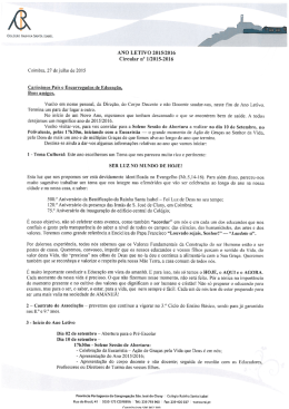 ANO LETIVO 2015/2016 Circular n° 1/2015-2016