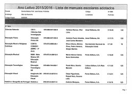 L Ano Letivo 2015/2016 - Lista de manuais escolares