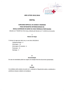 ANO LETIVO 2015/2016 EDITAL - Escola Superior de Sa&uacute;de da
