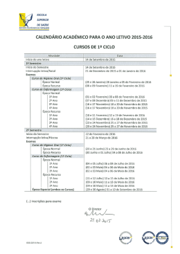 cALEN DÁRIO ACADÊMICO PARA o ANo LETivo 2015-2016