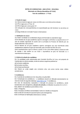 EDITAL DE CANDIDATURA - ANO LETIVO