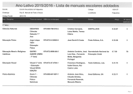 Ano Letivo 2015/2016 - Lista de manuais escolares adotados