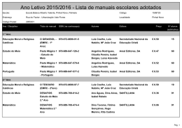 Ano Letivo 2015/2016 - Lista de manuais escolares adotados