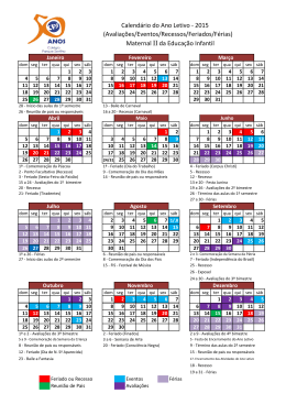Calendário do Ano Letivo - 2015 (Avaliações/Eventos/Recessos