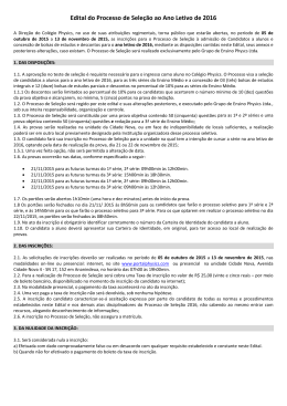 Edital do Processo de Sele&ccedil;&atilde;o ao Ano Letivo de 2016