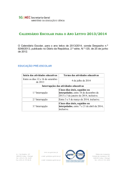 calendário escolar para o ano letivo 2013/2014 - Secretaria