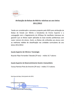 Atribuição de Bolsas de Mérito relativas ao ano letivo