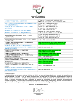 CALENDÁRIO ESCOLAR ANO LETIVO 2013/2014