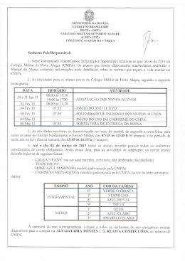 Comunicado Ano Letivo 2013 - Col&eacute;gio Militar de Porto Alegre