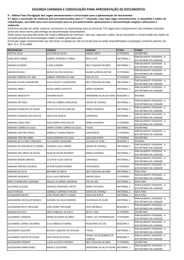 segunda chamada e convocação para apresentação de documentos