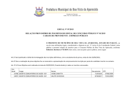 rela&ccedil;&atilde;o de inscritos - provis&oacute;ria