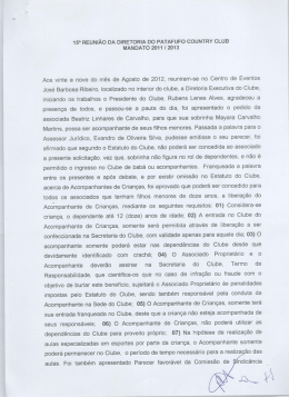 Ata da 15ª Reunião da Diretoria do Clube.