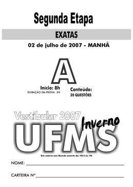 Processo Seletivo UFMS 2007 - Inverno