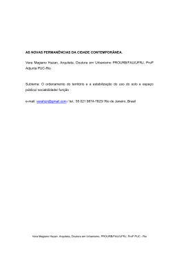 AS NOVAS PERMAN&Ecirc;NCIAS DA CIDADE