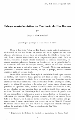 Esboco mastofaunistico do Territorio do Rio Branco