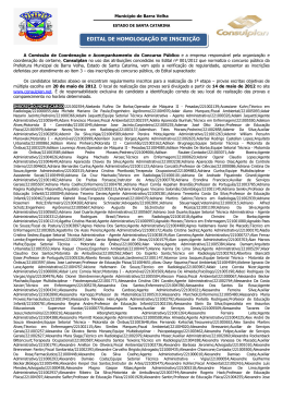 EDITAL DE HOMOLOGAÇÃO DE INSCRIÇÃO
