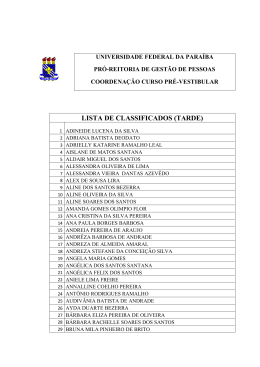 lista de classificados - Universidade Federal da Paraíba