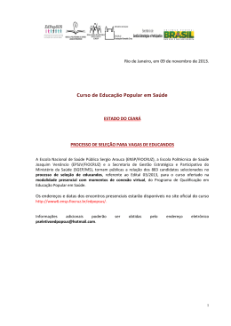 Contemplados Curso de Educa&ccedil;&atilde;o Popular em Sa&uacute;de