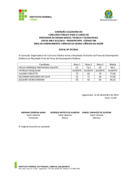 edital nº 07/2014 – resultado final da prova de desempenho didático