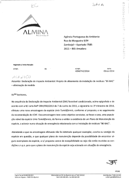 Aditamento ao EIA - SIAIA - Agência Portuguesa do Ambiente