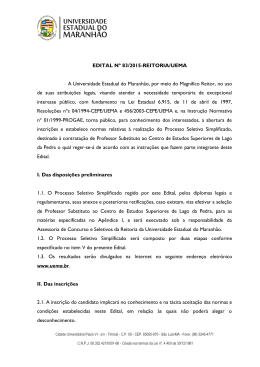 EDITAL Nº 83/2015-REITORIA/UEMA A Universidade Estadual do