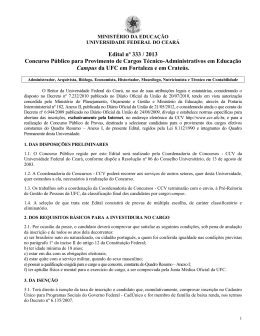 Edital n&ordm;333/2013 - CCV - Universidade Federal do Cear&aacute;