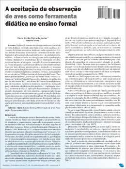 A aceita&ccedil;&atilde;o da observa&ccedil;&atilde;o de aves como ferramenta did&aacute;tica no