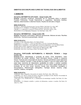 ementas das disciplinas curso de tecnologia em alimentos