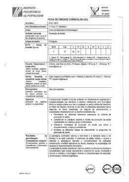 Promoção em Saúde - Escola Superior de Saúde de Portalegre