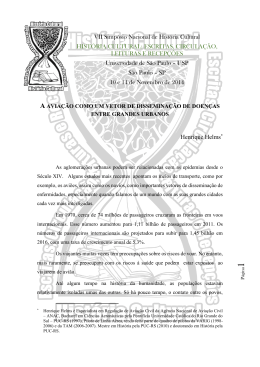 A Avia&ccedil;&atilde;o Como um Vetor de Dissemina&ccedil;&atilde;o de Doen&ccedil;as Entre