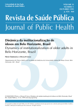 Dinâmica da institucionalização de idosos em Belo Horizonte, Brasil