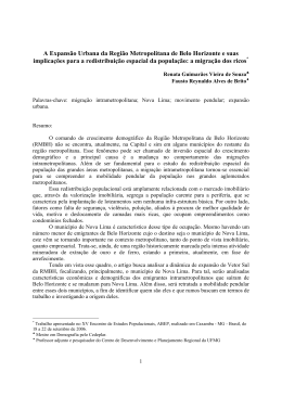 A Expans&atilde;o Urbana da Regi&atilde;o Metropolitana de Belo Horizonte e