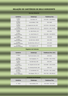 RELAÇÃO DE CARTÓRIOS DE BELO HORIZONTE